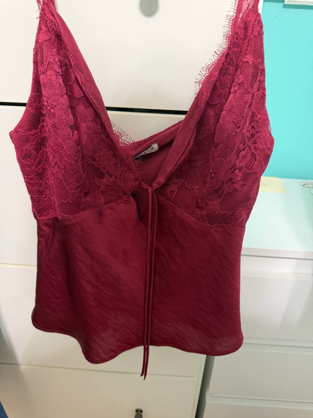 Abercrombie & Fitch Lace Trim Burgundy Cami Top